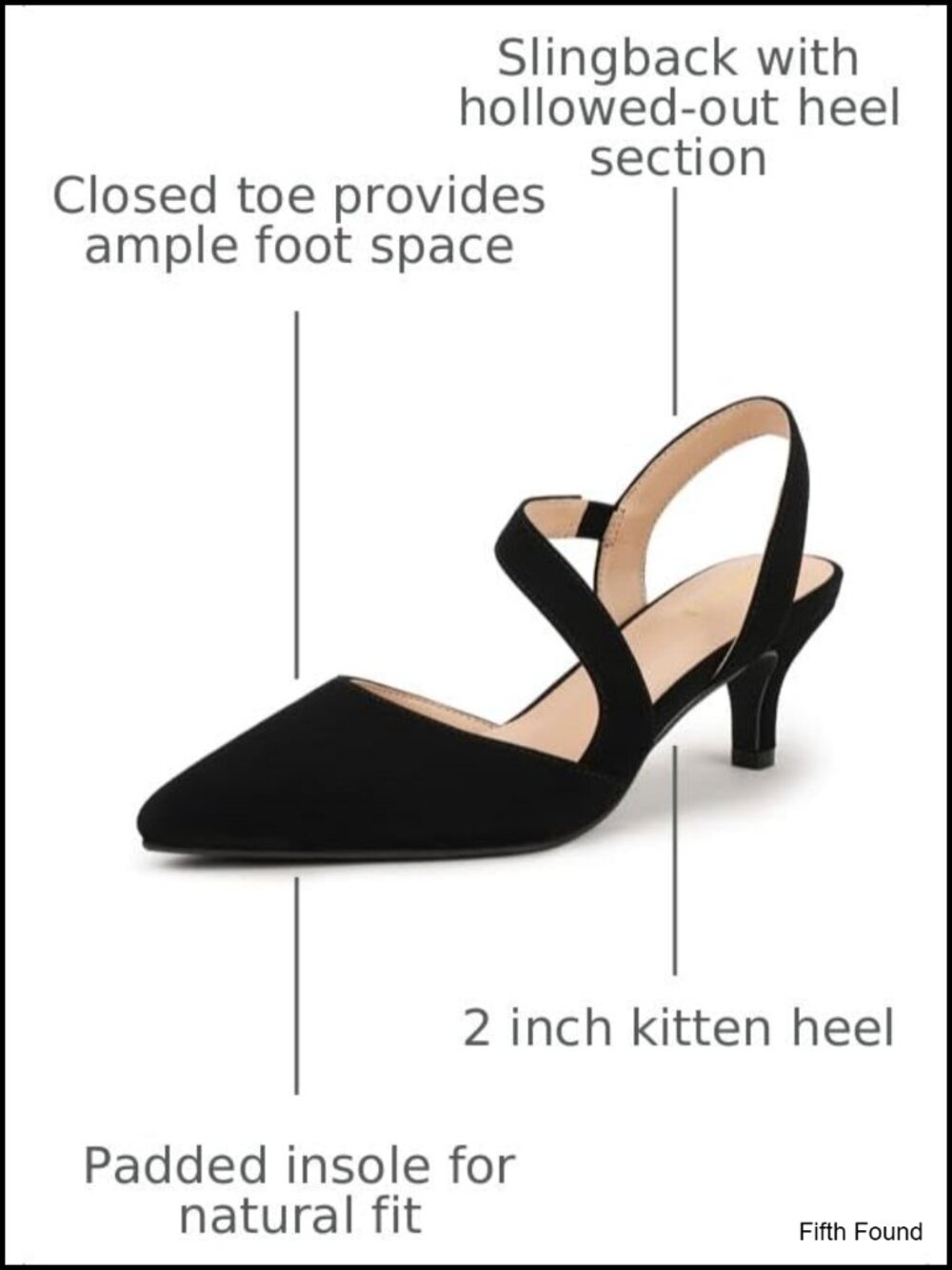 IDIFU Women's Kitten Heels Slingback Pumps Closed Toe Faux Leather Heels - Picture 2 of 6